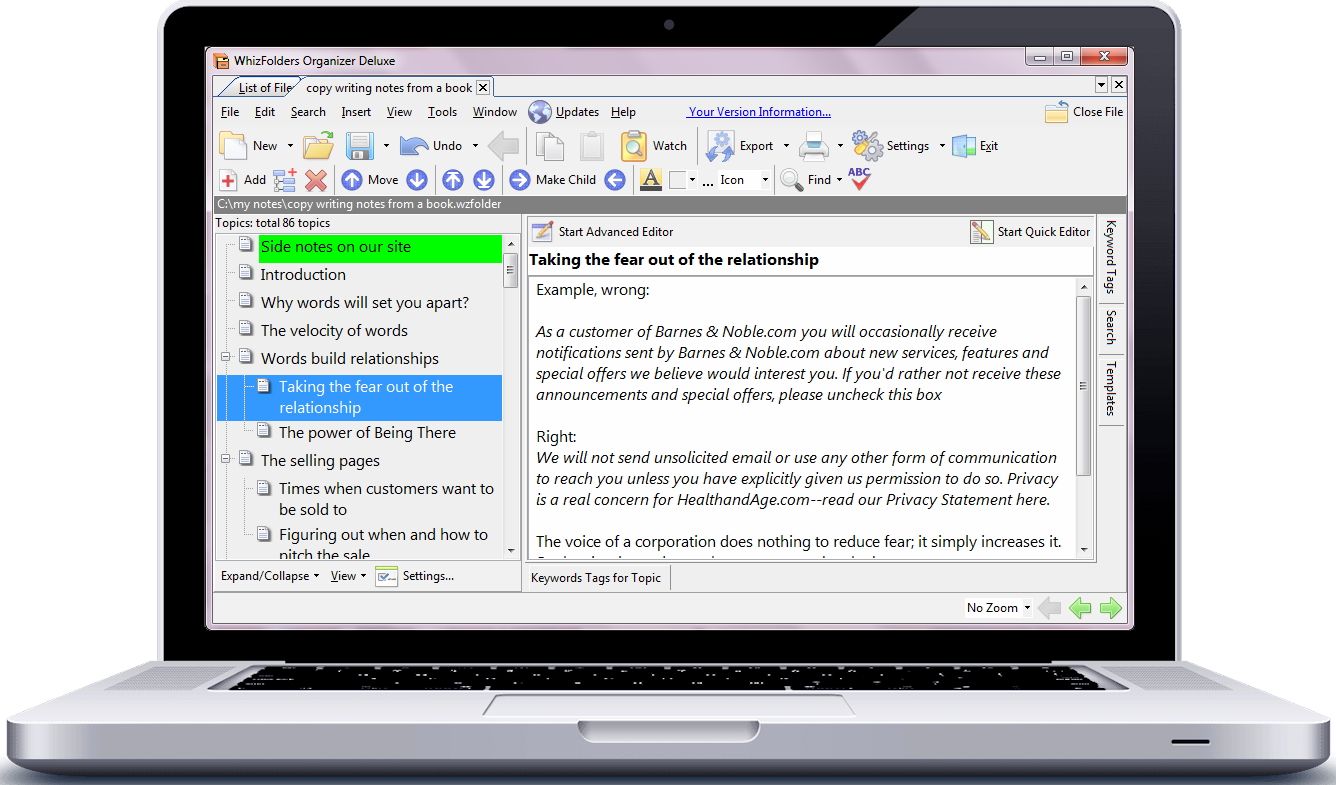 Note taking software and Outliner
